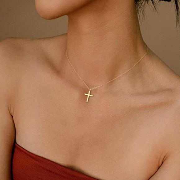 Cross Necklace for Women, 14K Gold Plated/Sterling silver Chain Necklace - Picture 4 of 4